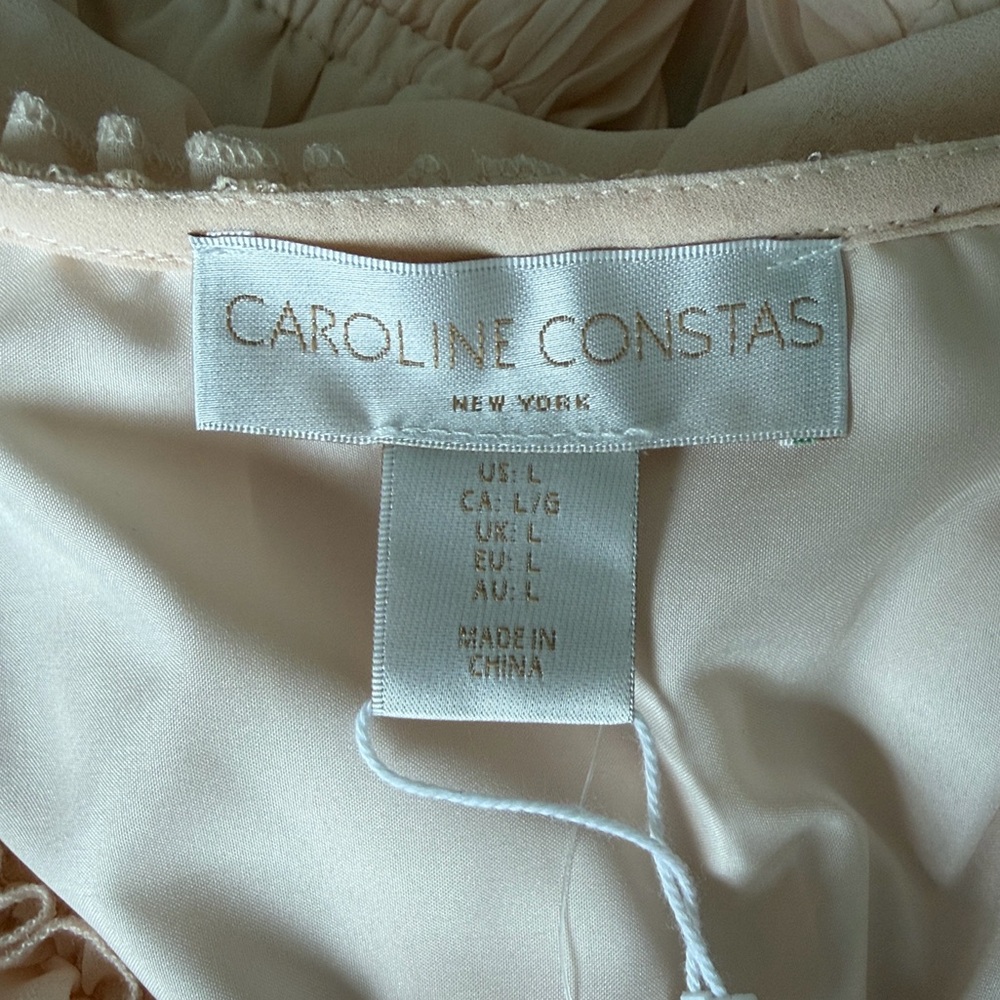 Caroline Constas Peach Cream Ruffle Lace Blouse L NWT - Picture 7 of 10